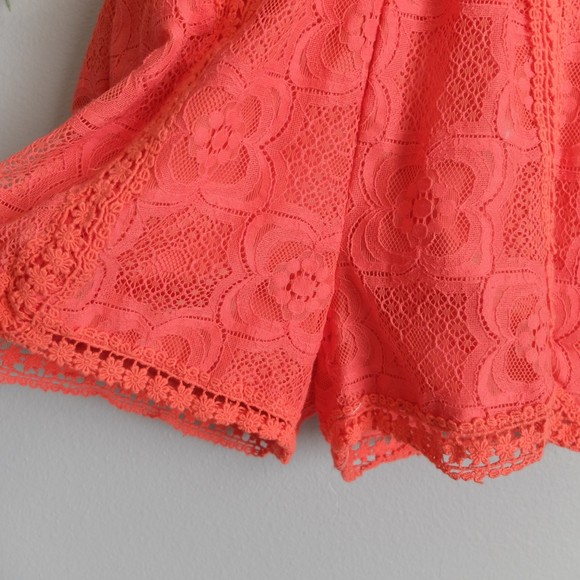 Bebe Tatiana Orange Lace Flutter Sleeves Romper NWT Size XS - Picture 8 of 13